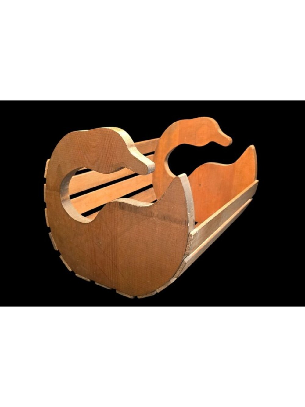 Vintage Wooden Country Goose Shaped Decorative Basket Cottagecore Decor